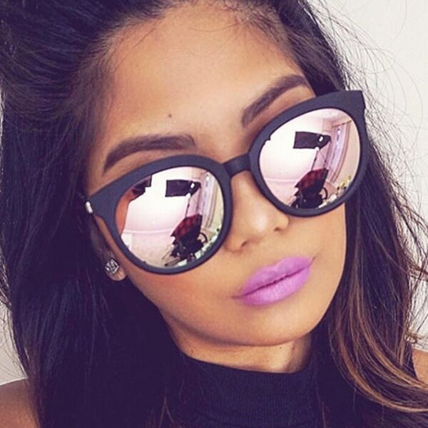 Cat eye pink sunglasses woman shades mirror